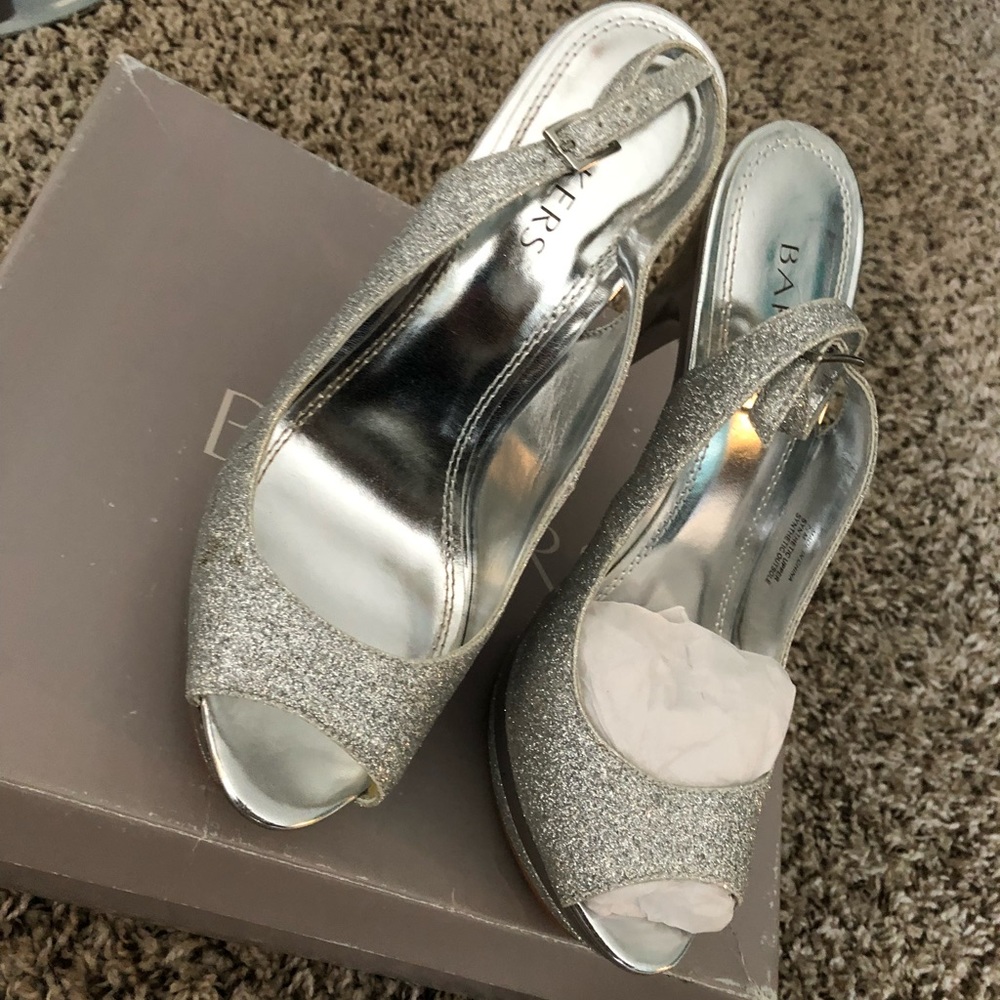 Silver glitter sling back
